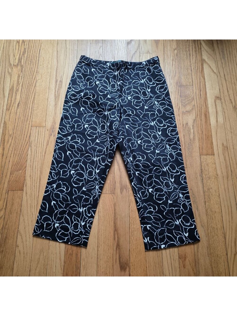 Lauren Ralph Lauren Womens Cropped Black & White Floral Pants Size 4
